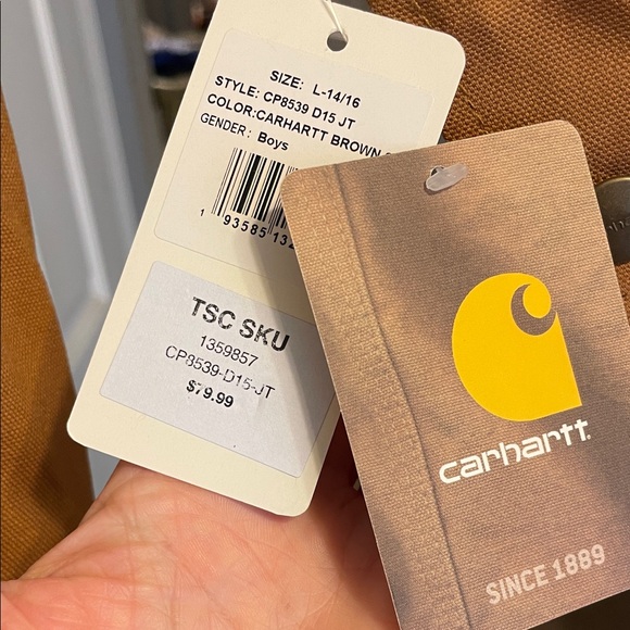 Carhartt Brown Field Jacket with Black Collar Boys 14/16 NEW - Picture 3 of 6